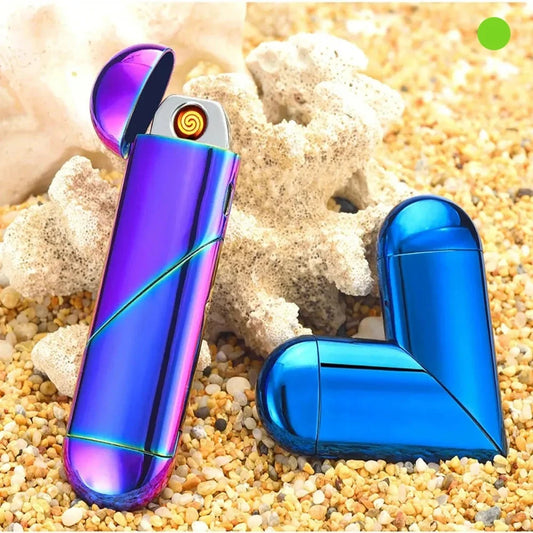 Heart-shaped Gas-electric Dual-purpose Folding Lighter USB Electronic Charging Arc Lighter Flame Butane Gas Lighter Gift Cendrier art