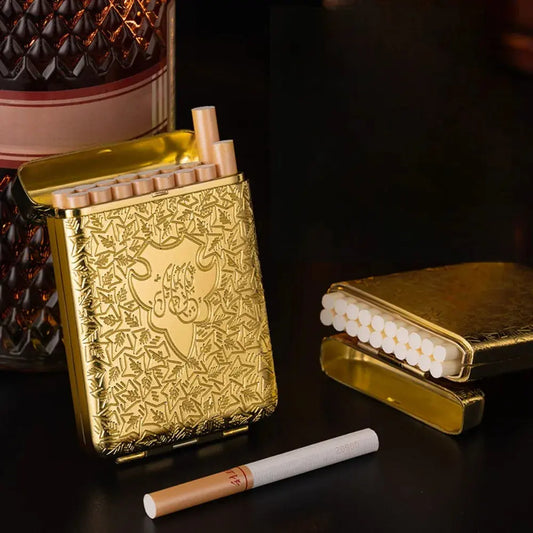 New Luxury Vintage Engraved Cigarette Case Container Pocket Cigarette Case Holder 84mm Cigarette Smoking Storage Box Mens Gift Cendrier art